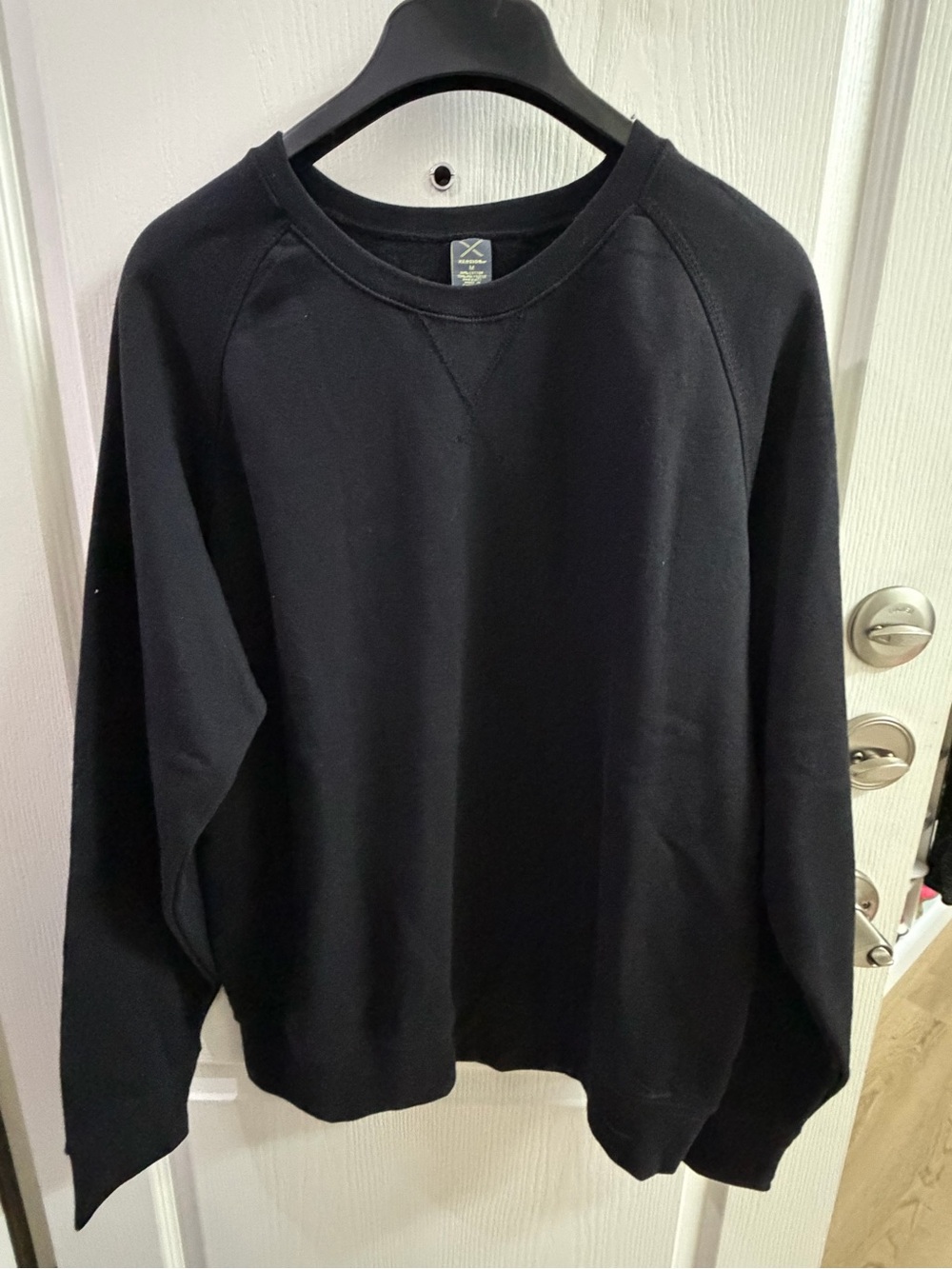 Xersion Sweatshirt Mens M Solid Black Fleece Pullover Round Neck Casual